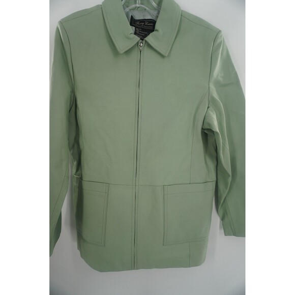 Terry Lewis Classic Luxuries 100% Genuine Leather Zip Jacket Seafoam Green Sz L - Picture 2 of 9